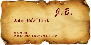 Jahn Bálint névjegykártya